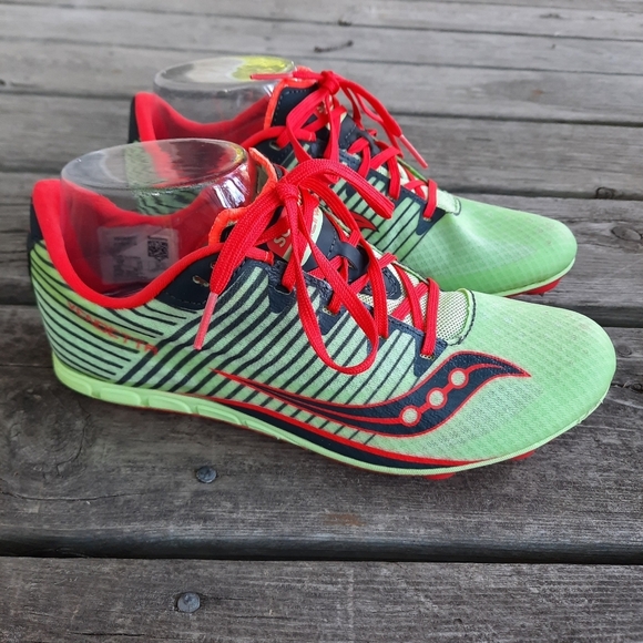 Saucony Racing Vendetta 2 Track & Field Red/Green Spike Shoes S19047-2 Size 7.5 - Picture 3 of 16